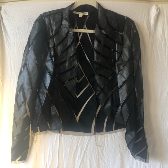 Hot & Delicious Jackets & Blazers - Black Hot and Delicious Faux Leather + Mesh Moto Jacket - Large